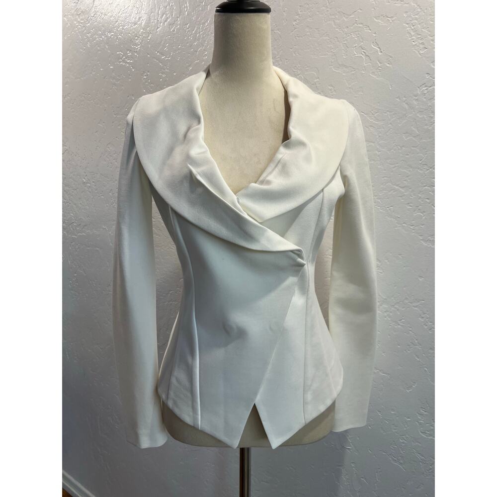 Donna Karan White Draped Collar Asymmetrical Jacket Blazer Women’s Small